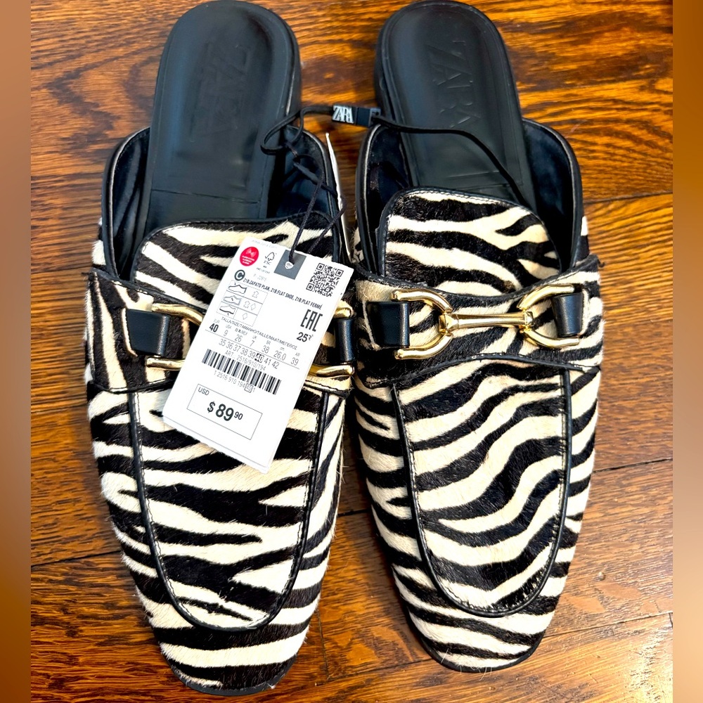 Zara Zebra mule shoes